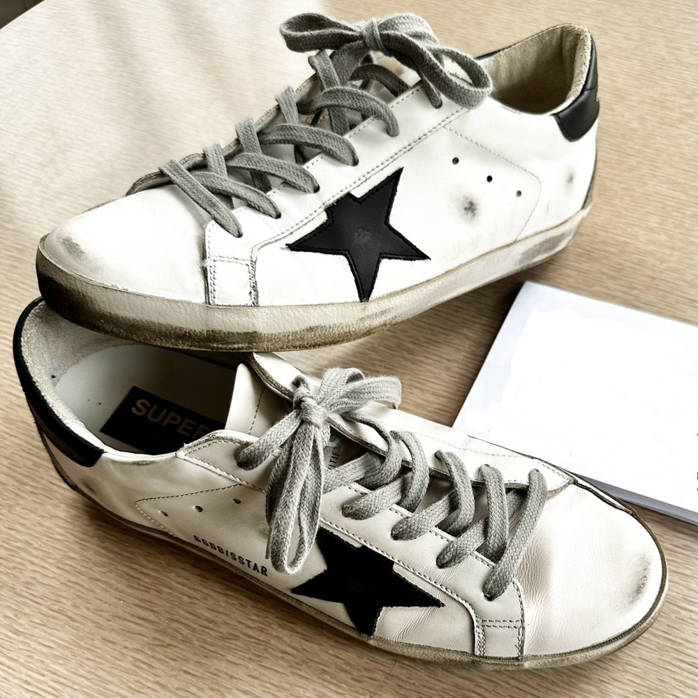 GOLDEN GOOSE White and Black Leather Superstars Size 41